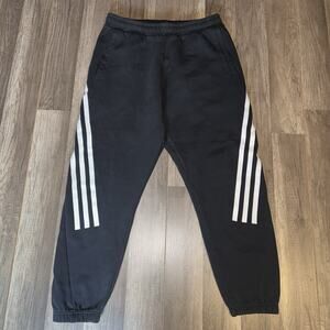 Adidas Men Future Icon 3-Stripe Knit Pants L Black Run Jogger Casual-Pant IC8254